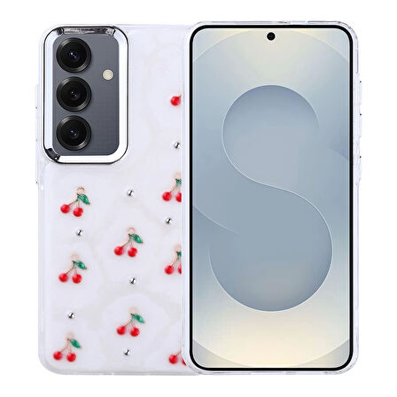 Samsung Galaxy S25 Kılıf Airbag Tasarımlı Simli Şeffaf Lopard Kutup Kapak