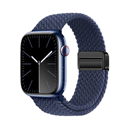 Apple Watch 7 45mm Lopard Krd-134 Örgü Tasarımlı Hasır Kordon Strap Kayış