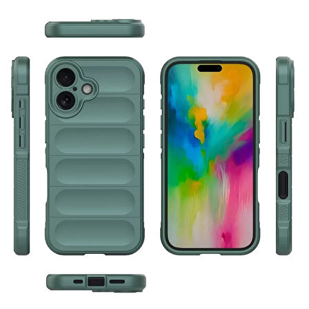 Apple İphone 16 Kılıf Esnek Tpu Oyuklu Arka Yüzey Tasarımlı Lopard Etnik Silikon Kapak