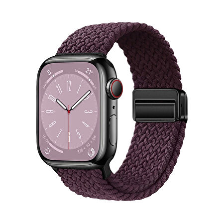 Apple Watch 7 41mm Lopard Krd-134 Örgü Tasarımlı Hasır Kordon Strap Kayış