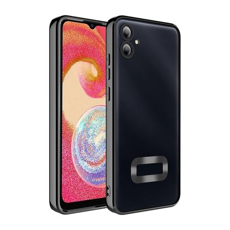 Samsung Galaxy A06 Kılıf + 9h Ekran Koruyucu Set Kamera Lens Korumalı Şeffaf Parlak Kenar Logo Açık Omega Kapak Mavi Siyah Gold Renk