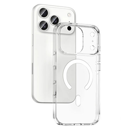 iPhone 17 Pro Sararmaz İnce Şeffaf Kılıf Magsafe Şarj Kamera Korumalı Ultra Hybrid Crypto Kapak Telefon Kılıfı