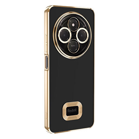 Xiaomi Redmi 14c 4g Kılıf + 9h Ekran Koruyucu Set Kamera Lens Korumalı Şeffaf Parlak Kenar Logo Açık Omega Kapak Mavi Siyah Gold Renk