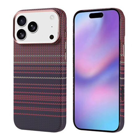 Apple İphone 17 Pro Max Kılıf Magsafe Şarj Özellikli Karbon Fiber Görünümlü Lopard Nekst Kapak