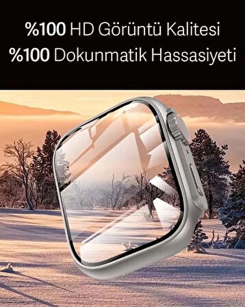 Apple Watch 10.Nesil 42mm den Watch Ultra Görünüme Dönüştürücü Kasa Ekran Koruyucu Naturel Titanyum