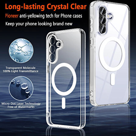 Lopard Samsung Galaxy S25 FE Uyumlu Kılıf + Ekran Koruyucu Magsafe Şarj Destekli Şeffaf Sert PC Kapak Telefon Kılıfı