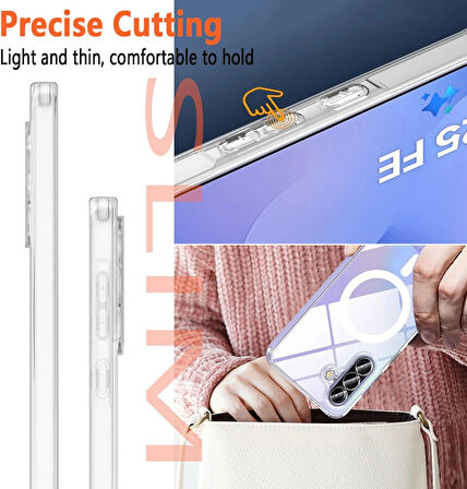 Lopard Samsung Galaxy S25 FE Uyumlu Kılıf + Ekran Koruyucu Magsafe Şarj Destekli Şeffaf Sert PC Kapak Telefon Kılıfı