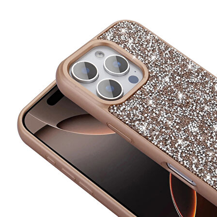 Apple İphone 16 Pro Max Kılıf Parlak Taşlı Tasarım Lopard Pırlanta Kapak