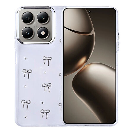 Xiaomi 14t Kılıf Airbag Tasarımlı Simli Şeffaf Lopard Kutup Kapak