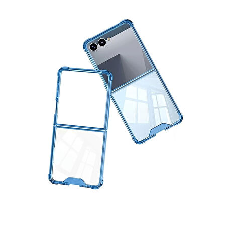 Samsung Z Flip 7 Kılıf Full Camlı Kıpta Kapak - Şeffaf, Ultra İnce, 360° Kapak Koruma Telefon Kılıfı