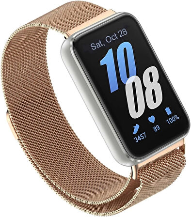 Samsung Galaxy Fit 3 Paslanmaz Hasır Metal Örgü İşlemeli Milano Loop Mıknatıslı Kordon