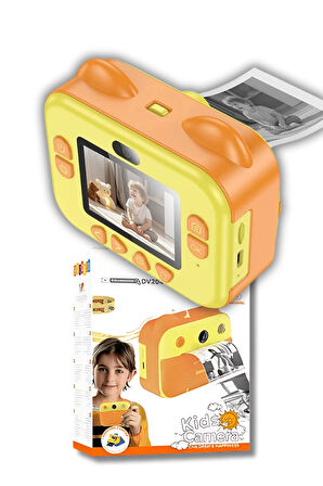 Çocuk Fotoğraf Makinesi Çift Kameralı Fotoğraf Baskı Özellikli Çocuk Kamerası IPS HD Ekranlı Çocuklar İçin Hediyelik