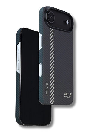 iPhone 17 Air Kılıf M-Safe Şarj 600D Güçlü Kamera Çerçeveli Pure Kevlar Fiber Turuncu-Siyah Hafif İnce