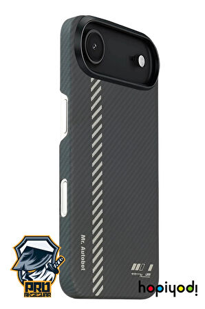 iPhone 17 Air Kılıf M-Safe Şarj 600D Güçlü Kamera Çerçeveli Pure Kevlar Fiber Turuncu-Siyah Hafif İnce