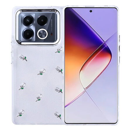 İnfinix Note 40 4g Kılıf Airbag Tasarımlı Simli Şeffaf Lopard Kutup Kapak