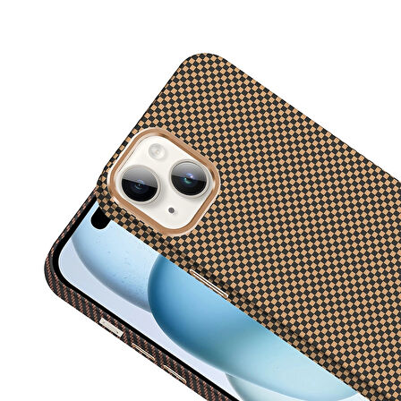 Apple İphone 14 Kılıf Magsafe Şarj Karbon Fiber Görünümlü Hafif Sağlam Gros Kapak