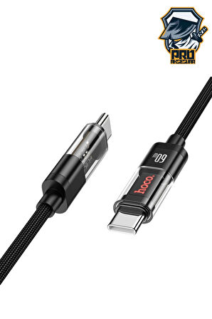 60W Type-C'den Type-C'ye PD Şeffaf Başlıklı Şarj Veri Kablosu Süper Fast PD Şarj Kablo iPhone Samsung Xiaomi Hızlı Şarj Data USB Kablo Sağlam Halat Örgülü 1.2m