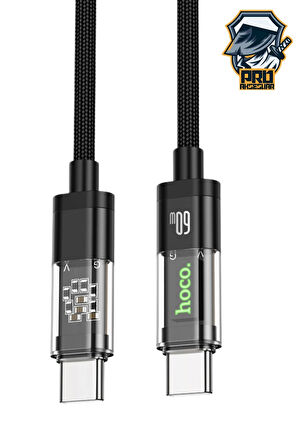 60W Type-C'den Type-C'ye PD Şeffaf Başlıklı Şarj Veri Kablosu Süper Fast PD Şarj Kablo iPhone Samsung Xiaomi Hızlı Şarj Data USB Kablo Sağlam Halat Örgülü 1.2m