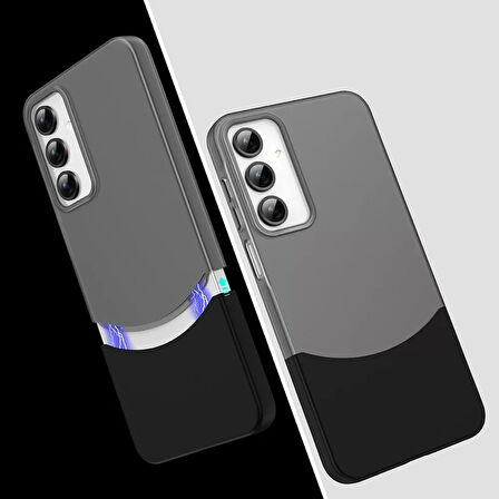 Samsung Galaxy A25 Kılıf Magsafe Şarj Duble 1.7mm Kapak Kart Bölmeli Lacivert Siyah Gri Renkleriyle