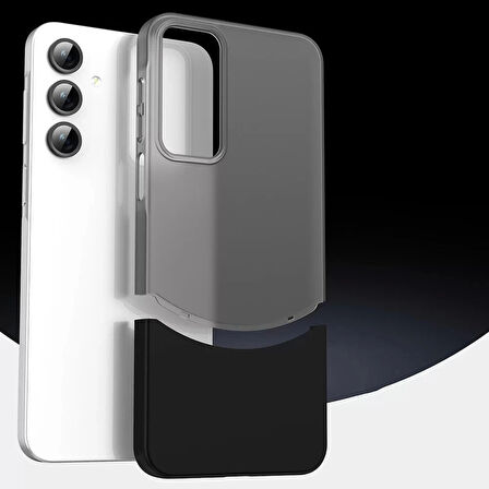 Samsung Galaxy A25 Kılıf Magsafe Şarj Duble 1.7mm Kapak Kart Bölmeli Lacivert Siyah Gri Renkleriyle