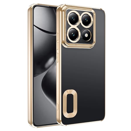Xiaomi 14t Pro Kılıf + 9h Ekran Koruyucu Set Kamera Lens Korumalı Şeffaf Parlak Kenar Logo Açık Omega Kapak Mavi Siyah Gold Renk
