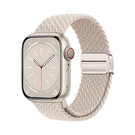 Apple Watch 7 41mm Lopard Krd-134 Örgü Tasarımlı Hasır Kordon Strap Kayış