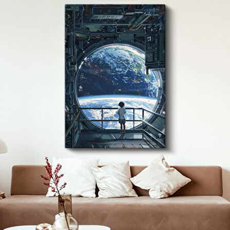 Uzay İstasyonu - Dünya Manzarası Anime Kanvas Tablo