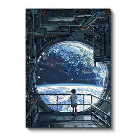 Uzay İstasyonu - Dünya Manzarası Anime Kanvas Tablo