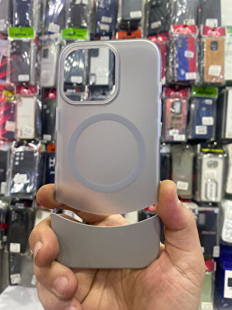 İPHONE 16 PRO UYUMLU MAGSAFE ÖZELLİKLİ TOFFY MAT SERT ÜST VE ALT GEÇMELİ KAPAK GRİ