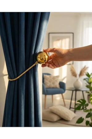 Gold Rengi Hayalet Kol ( Fon ve Tül) Bağı, Perde Aksesuarı, Perde Tutucu, Renso