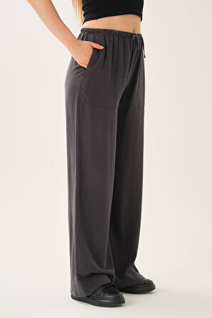 Beli Lastikli İpek Dokulu Pantolon