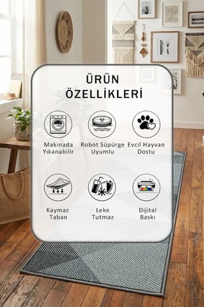 Yıkanabilir Kaymaz Taban Dijital Baskılı Yolluk Halı Mor