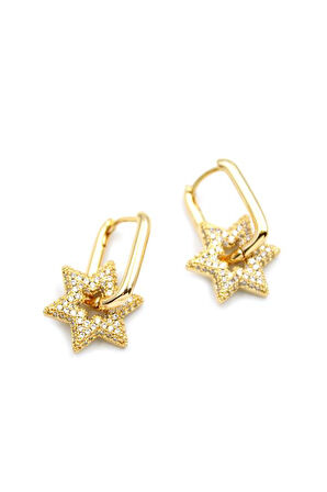 Halka Yıldız Küpe - Altın