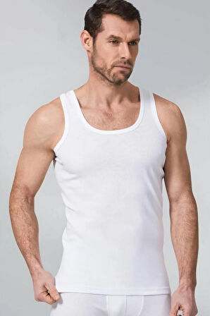 112 Tam Pamuklu Ribana Erkek Atlet Gri