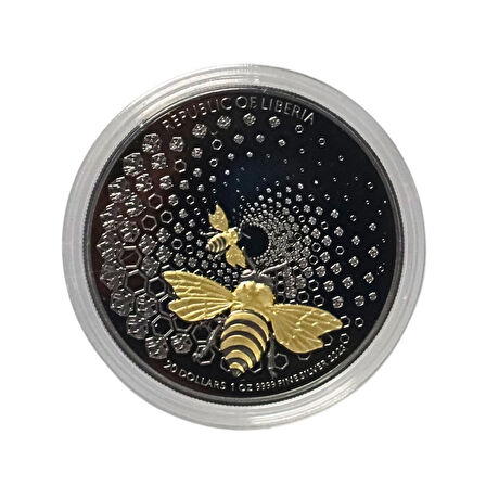AgaKulche The Bee Dark 2023 Altın Kaplama Gümüş Sikke Coin