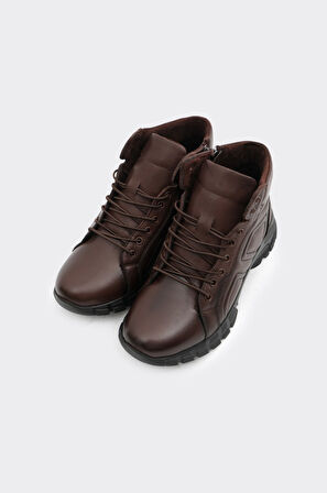 Hakiki Deri Fermuarlı Kadın Bot 