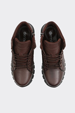 Hakiki Deri Fermuarlı Kadın Bot 