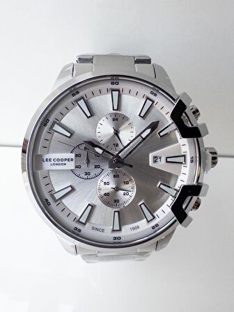 Lee cooper 43 mm sports çelik dual time takvimli erkek kol saati