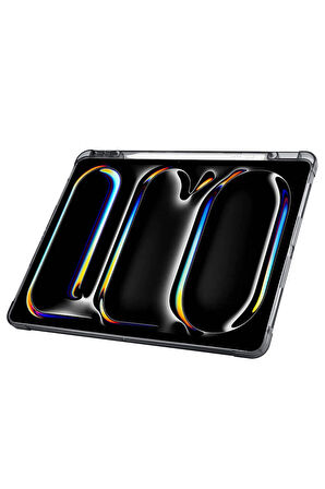 Apple iPad Air 13 Inç 2024 (A2898-A2899) Uyumlu Kılıf 3 Farklı Stand Kalemlikli Tri Folding Tablet Kılıfı