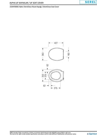 Serel Alpha Yavaş Kapanan Klozet Kapağı 223AF00002