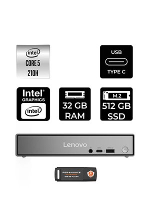ThinkCentre Neo 50q Gen 5 Intel Core 5 210H 32GB 512GB SSD FDOS Mini Masaüstü Bilgisayar