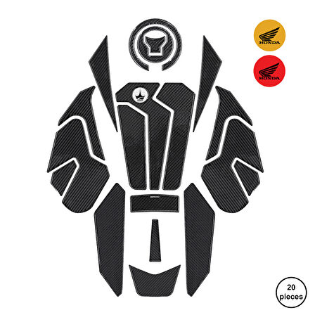 Honda Hornet 750 2025 ile Uyumlu Kaydırmaz 6D Karbon 20 Parça Tank Pad Seti GC42