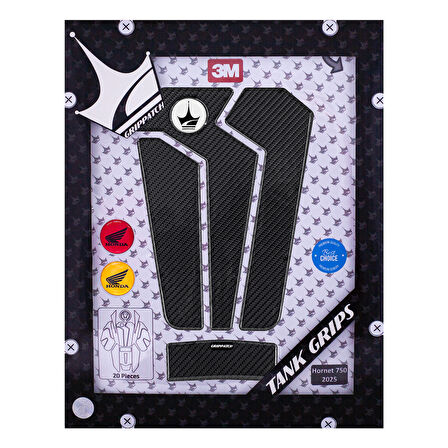 Honda Hornet 750 2025 ile Uyumlu Kaydırmaz 6D Karbon 20 Parça Tank Pad Seti GC42