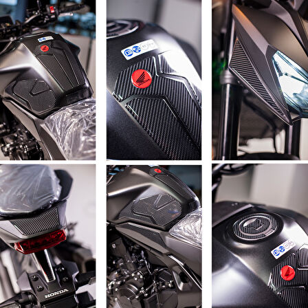 Honda Hornet 750 2025 ile Uyumlu Kaydırmaz 6D Karbon 20 Parça Tank Pad Seti GC42
