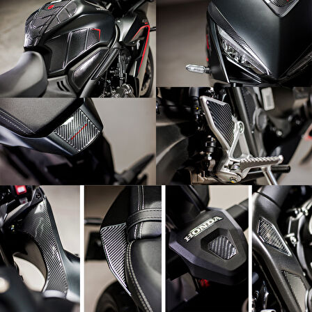 Honda CBR650R 2025 ile Uyumlu Kaydırmaz 6D Karbon 47 Parça Tank Pad Seti GC41