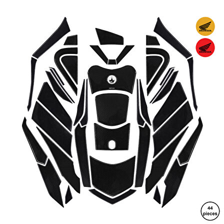 Honda PCX 125 2025 ile Uyumlu Kaydırmaz 6D Karbon 44 Parça Tank Pad Seti GC40
