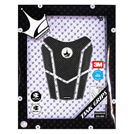 Bajaj Dominar 250-400 2020-2024 ile Uyumlu Kaydırmaz 6D Karbon 16 Parça Tank Pad Seti GC51