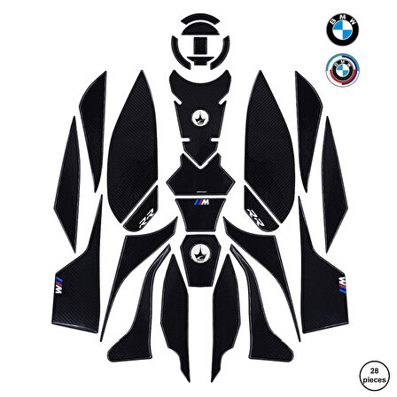 BMW S1000RR 2024-2025 ile Uyumlu Kaydırmaz 6D Karbon 28 Parça Tank Pad Seti GC41