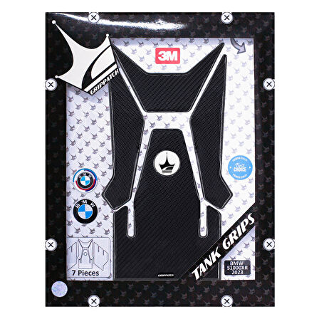 BMW S1000XR 2023 ile Uyumlu Kaydırmaz 6D Karbon 7 Parça Tank Pad Seti GC44