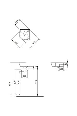 Bocchi Mini Köşe Lavabo 30 Cm - Parlak Beyaz 1392-001-0126 